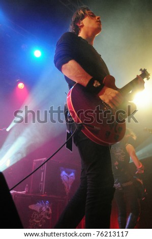 DENVER - APRIL 21:	Vocalist/Guitarist Shimon Moore of the Alternative Rock band Sick Puppies performs in concert April 21, 2011 at the Ogden Theater in Denver, CO.