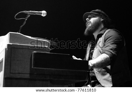 COLORADO SPRINGS, CO. USA – MAY 4:	Keyboardist Gabelani Messer of the indie-rock band The Drowning Men performs on May 4, 2011 at the City Auditorium in Colorado Springs, CO. USA