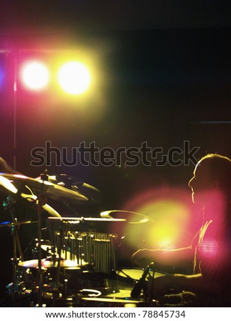 COLORADO SPRINGS, CO. USA – APRIL 8:	Percussionist Teddy Nazario of the Acoustic Rock band Andy Clifton & Co. performs in concert April 8, 2006 at the Antlers Ballroom in Colorado Springs, CO. USA