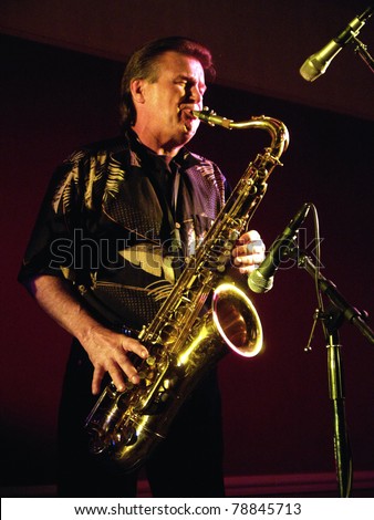 COLORADO SPRINGS, CO. USA – APRIL 8:	Saxophonist Chuck Frazier of the Acoustic Rock band Andy Clifton & Co. performs in concert April 8, 2006 at the Antlers Ballroom in Colorado Springs, CO. USA