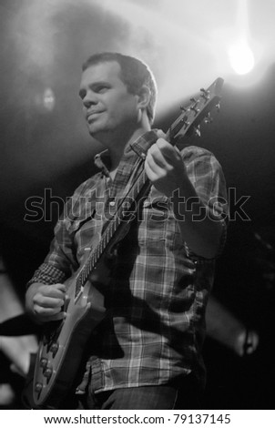 DENVER-JANUARY 23:	Vocalist/Guitarist Brendan Bayliss of the Alternative Jam Band Umphrey’s McGee performs in concert January 23, 2010 at the Fillmore Auditorium in Denver, CO.
