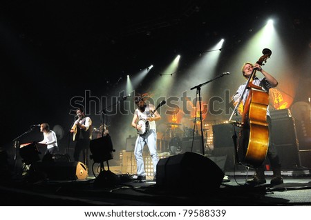 DENVER	JUNE 15:	Folk Rock band Mumford & Sons performs in concert June 15, 2011 at the Fillmore Auditorium in Denver, CO.