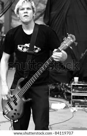 DENVER	JUNE 10:		Bassist Josh Sattler of the Alternative Rock band Doubledrive performs in concert June 10, 2003 at Red Rocks Amphitheater in Denver, CO.
