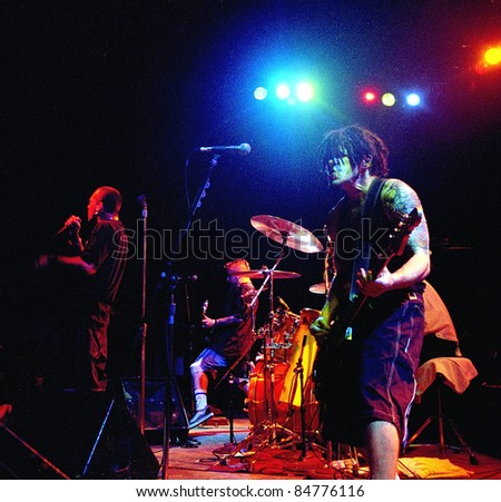 LOS ANGELES-CIRCA MAY 1997:	Alternative Heavy Metal band Snot performs in concert Circa May 1997 at the Roxy in Los Angeles.