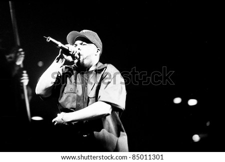 DENVER - OCTOBER 6:		Rapper Ice Cube performs in concert October 6, 1998 at McNichols Arena in Denver, CO.