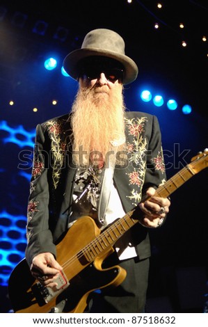 COLORADO SPRINGS, CO-OCTOBER 11: Guitarist/Vocalist Billy Gibbons of the Blues Rock band ZZ Top performs in concert October 11, 2011 at the Pikes Peak Center in Colorado Springs, CO. USA