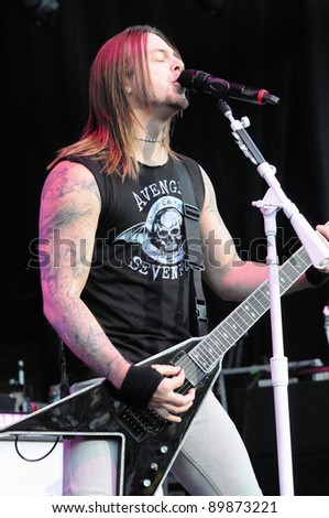 DENVER	OCTOBER 5:	Vocalist/Guitarist Matthew Tuck of the Heavy Metal band Bullet For My Valentine performs in concert October 5, 2011 at the Comfort Dental Amphitheater in Denver, CO.