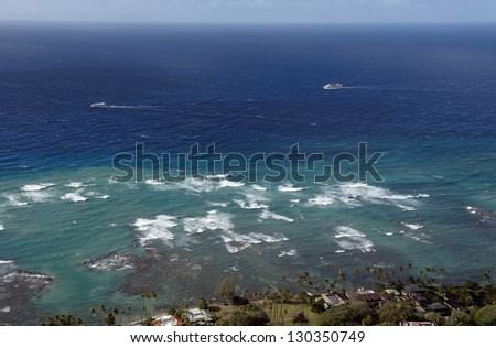 The Pacific Ocean, Oahu, Hawaii , which are overlooked from the Diamond Head summit-3