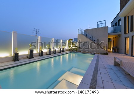 Villa with swimming pool night view-1