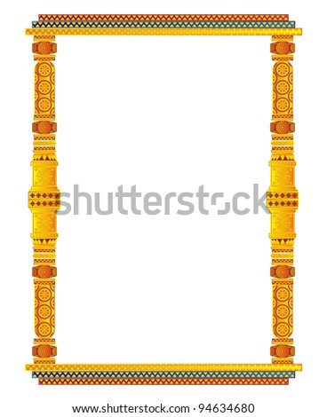Artistic Indian Classical Vertical Golden Photo Frames On White Background
