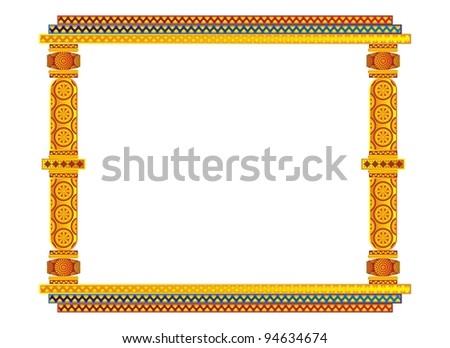 Artistic Indian Classical Horizontal Golden Photo Frames On White Background
