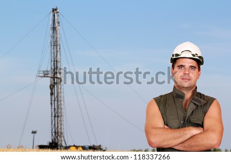 oil worker and oil rig