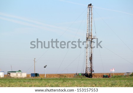 land oil drilling rig on oilfield petroleum industry