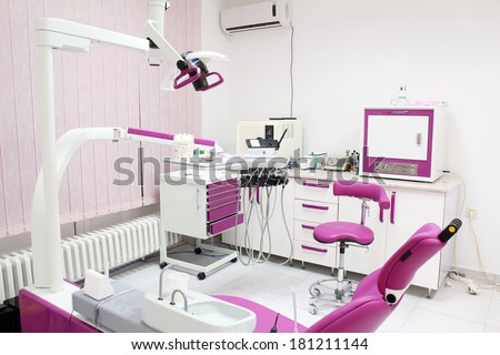 dental practice with chair and equipment