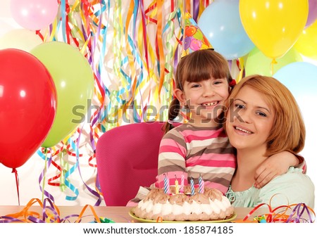 happy mother and daughter birthday party