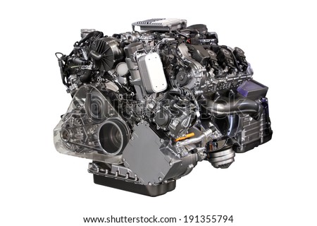v6 car hybrid engine isolated on white v6 car hybrid engine isolated on white