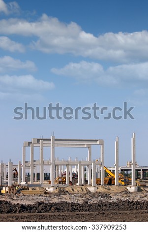 construction site with machinery industry