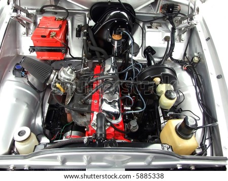 stock photo oldtimer car engine