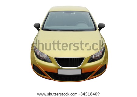 front view of gold car isolated front view of gold car isolated