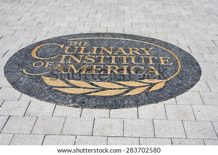 HYDE PARK, NY - APRIL 11, 2015: The Culinary Institute of America emblem. A not-for-profit college for culinary education.