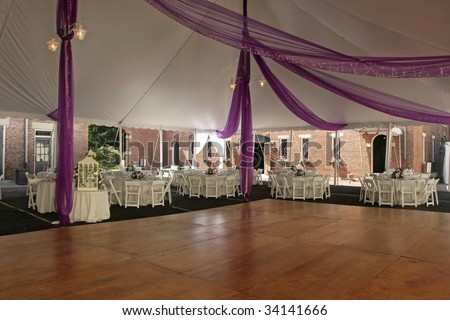 stock photo Dance Floor under tent for outdoor wedding
