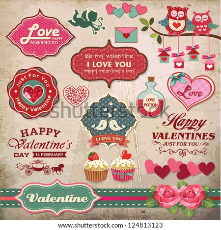 Valentine'S Day Labels, Icons Elements Collection
