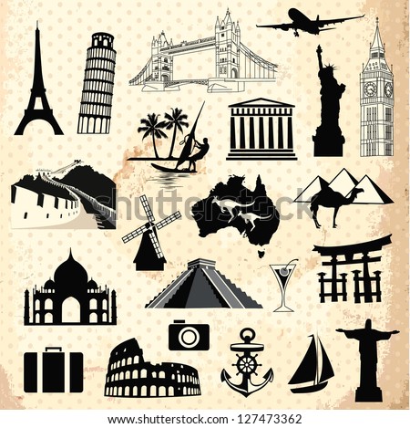 Collection of travel icons and symbols elements Collection of travel icons and symbols elements