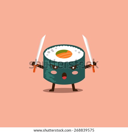 Vector sushi cartoon character illustration Vector sushi cartoon character illustration