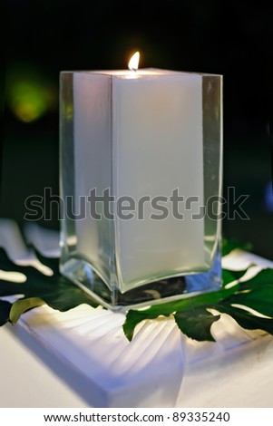 stock photo A wedding reception decorated with candles and plants
