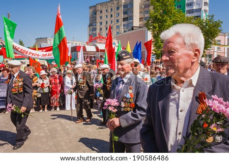 Gomel, BELARUS - MAY 9: Unidentified veterans during the celebration of Victory Day on May 9, 2013 in Gomel, Belarus.
