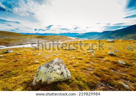 Norway Nature Landscape, Norwegian Mountains Under Sunny Blue Sky