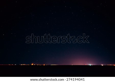 Natural Real Night Sky Stars Background Texture. Starry Sky Over City