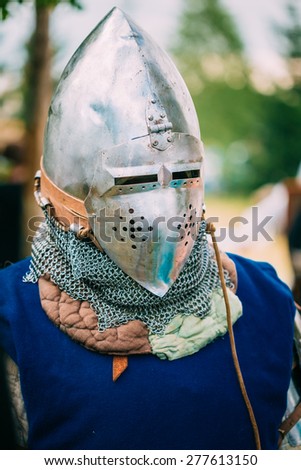 MINSK - JUL 19: Warrior Knight participant of VI festival of medieval culture \