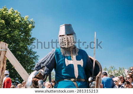 MINSK - JUL 19: Warrior Knight participant of VI festival of medieval culture \