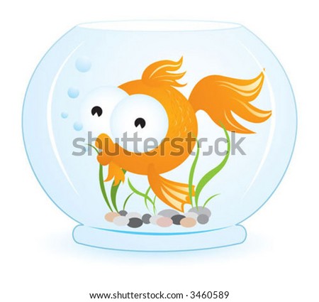 cute goldfish cartoon. stock vector : A cute gold