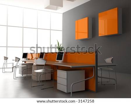 The Modern Office Interior Design (3d Render) Stock Pho