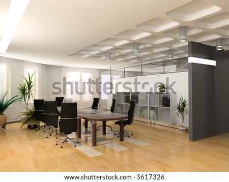Office Interior Design on The Modern Office Interior Design  3d Render  Stock Photo 3617326