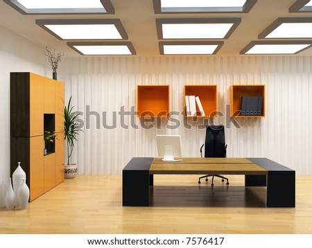 Modern Interior Design Of Cabinet Boss Room(3d Render) Stock Photo 