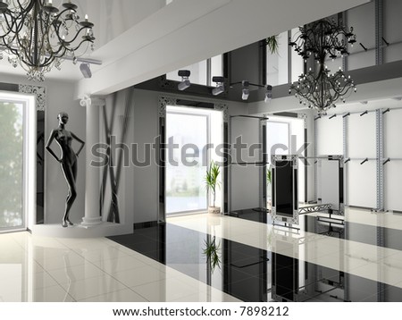 The Modern Shop Interior Design Project(3d Image) Stock
