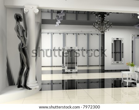 Interior Decorating Pictures on The Modern Shop Interior Design Project  3d Image  Stock Photo 7972300