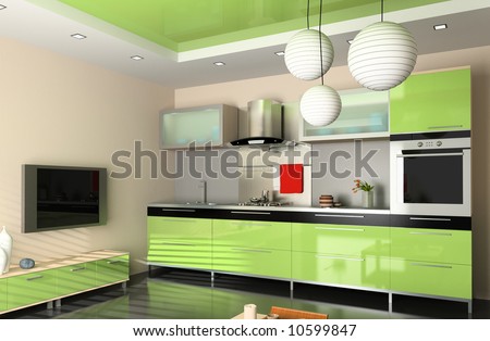 Home Interior Design on The Modern Kitchen Interior Design  3d Rendering  Stock Photo 10599847