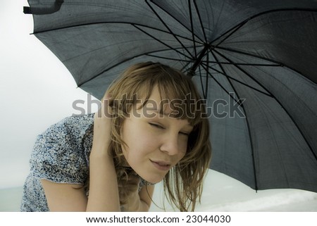 the beauty girl in storm day