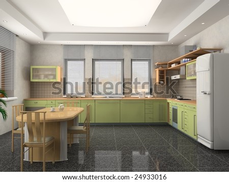 Free Kitchen Design on The Modern Kitchen Interior Design  3d Rendering  Stock Photo 24933016