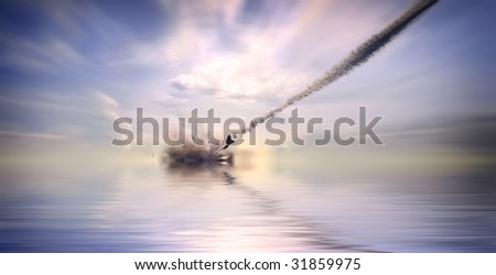 the aircraft crashing in ocean (3d rendering)