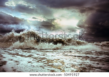 wave on the background of the majestic sky (photo)
