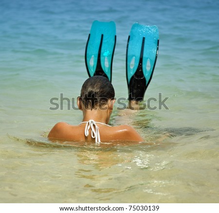 flippers upswimming woman outdoor photo