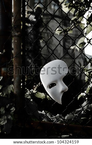 Masquerade - Phantom of the Opera Mask on Rusty Chainlink Fence