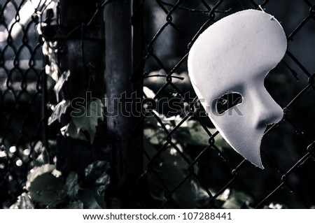 Masquerade - Phantom of the Opera Mask on Rusty Chain Link Fence