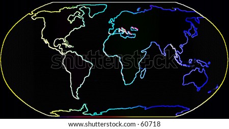 Happy Neon Map of the World
