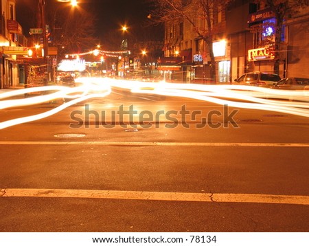 A Long Exposure of a fork in the road in New York City